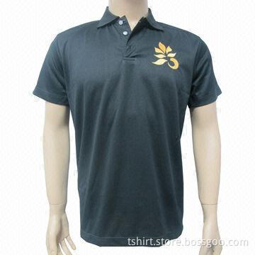 Men's embroidery logo black polo shirt, made of 100% polyester